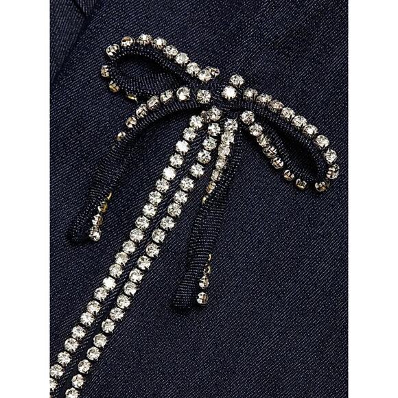 CINQ A SEPT Cheyenne Rhinestone Bow Denim Blazer - Picture 7 of 11